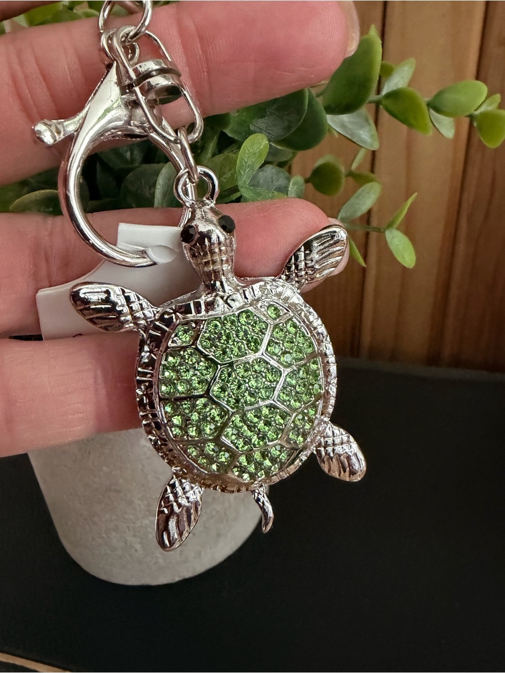 Sparkling Turtle Keychain, Purse Charm:Green, Pink, or Teal with Silver CHOOSE 1 - Picture 2 of 4